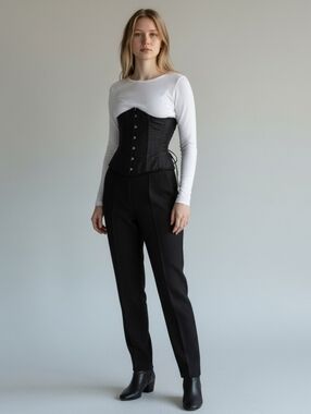 Black Satin Corset Camisole Top